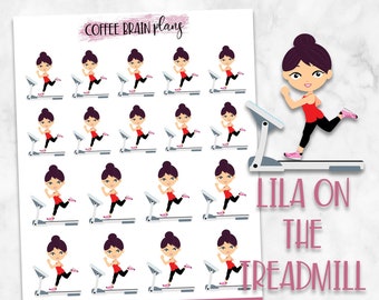 Planner Girl Lila on the Treadmill Fitness Workout Planner Character Stickers