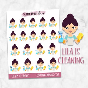 Lila is Cleaning Planner Character Stickers