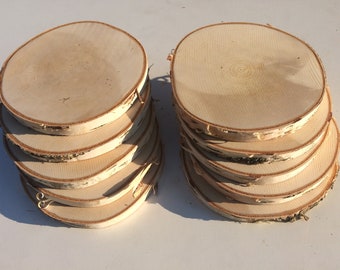 10 piezas de círculos de madera, rodajas de madera, piezas de madera rústica para bricolaje, discos de madera de fresno para manualidades