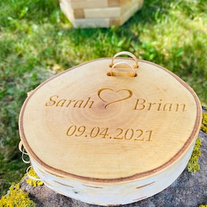Wedding Ring Holder Birch Tree Personalized Wooden Ring Box Rustic Ring Holder Ring Wood slice Wooden Ring Holder Wood Ring Holder Wedding