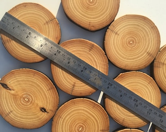 10 piezas de círculos de madera, rodajas de madera, piezas de madera rústica para bricolaje, discos de madera de fresno para manualidades