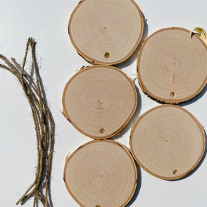 10 PCS 3” Small birch slices with hole Christmas decor Slices Rustic Wood Slices For DIY Birch Tree Birch Wooden Discs Wedding Decoration
