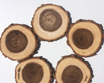 5 sztuk drewnianych kółek, plasterków drewna, rustykalnych kawałków drewna do majsterkowania, drewnianych krążków jesionowych do rękodzieła