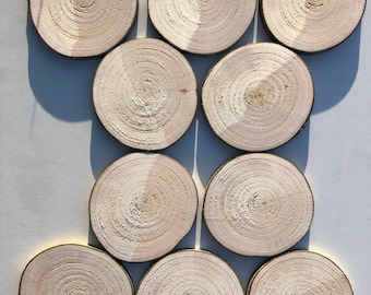 10 pezzi di cerchi di legno fette di legno pezzi di legno rustico per fai da te dischi di legno di frassino per artigianato