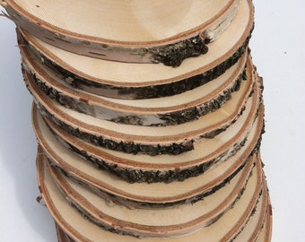 15 PIEZAS |  Rebanadas grandes | Rebanadas Rústicas | Rebanadas de madera rústica para bricolaje | Abedul | Discos de madera de abedul | Decoración de bodas | Bodas