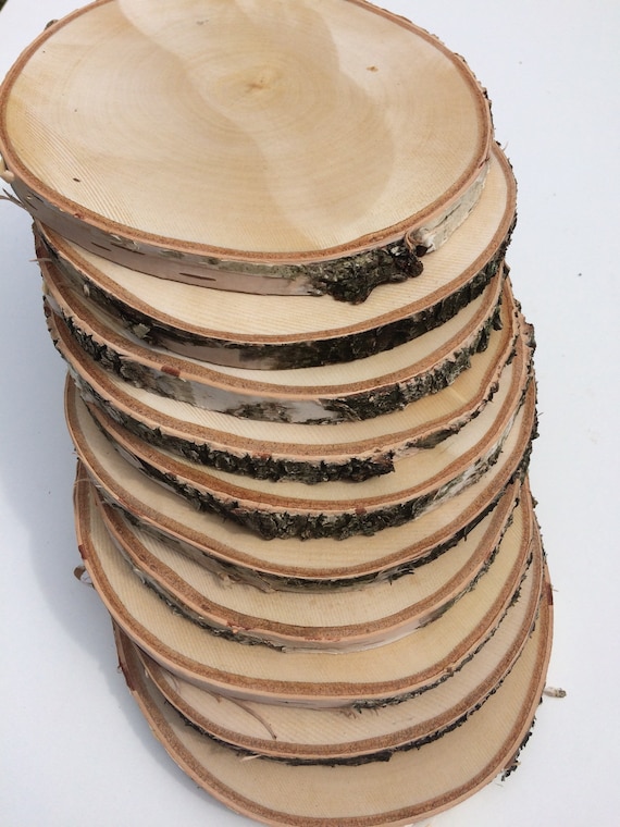 Wood Slices, Wood Slabs, Log Slices 9 to 10 diameter x 1 thick Kiln Dried &  Sanded, Woodland Decor, Wedding Centerpieces.