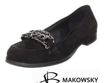 Black Suede Loafers Chunky Maximalist Silver Chain 6 B Makowski Dark Academia