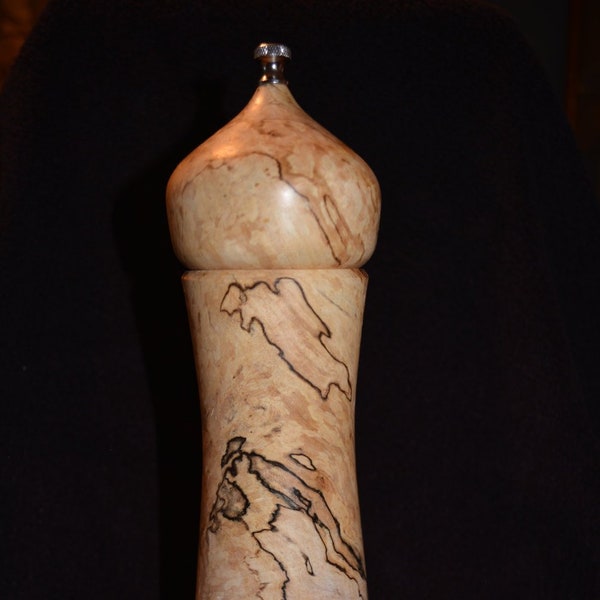 Magnificent Handmade Spalted Maple Pepper Mill. Grinds Salt and Spices Too