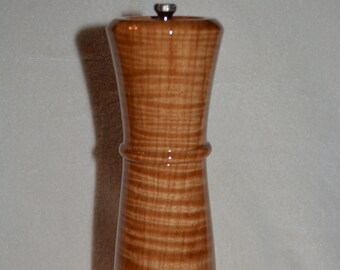 Amazing Handmade Fiddleback Maple Pepper/ Salt/ Spice Mill
