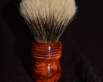 Hermosa brocha de afeitar de pelo de tejón de doble densidad Amboyna Burl hecha a mano de 26 mm