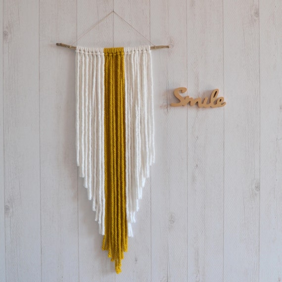 Décoration Murale Ethnique Blanc Et Jaune Etsy