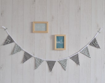 White and black pastel green garland