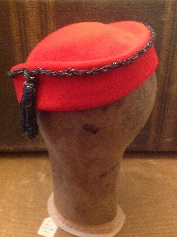 Red Vintage Fascinator, Beaded Fascinator, Vintage