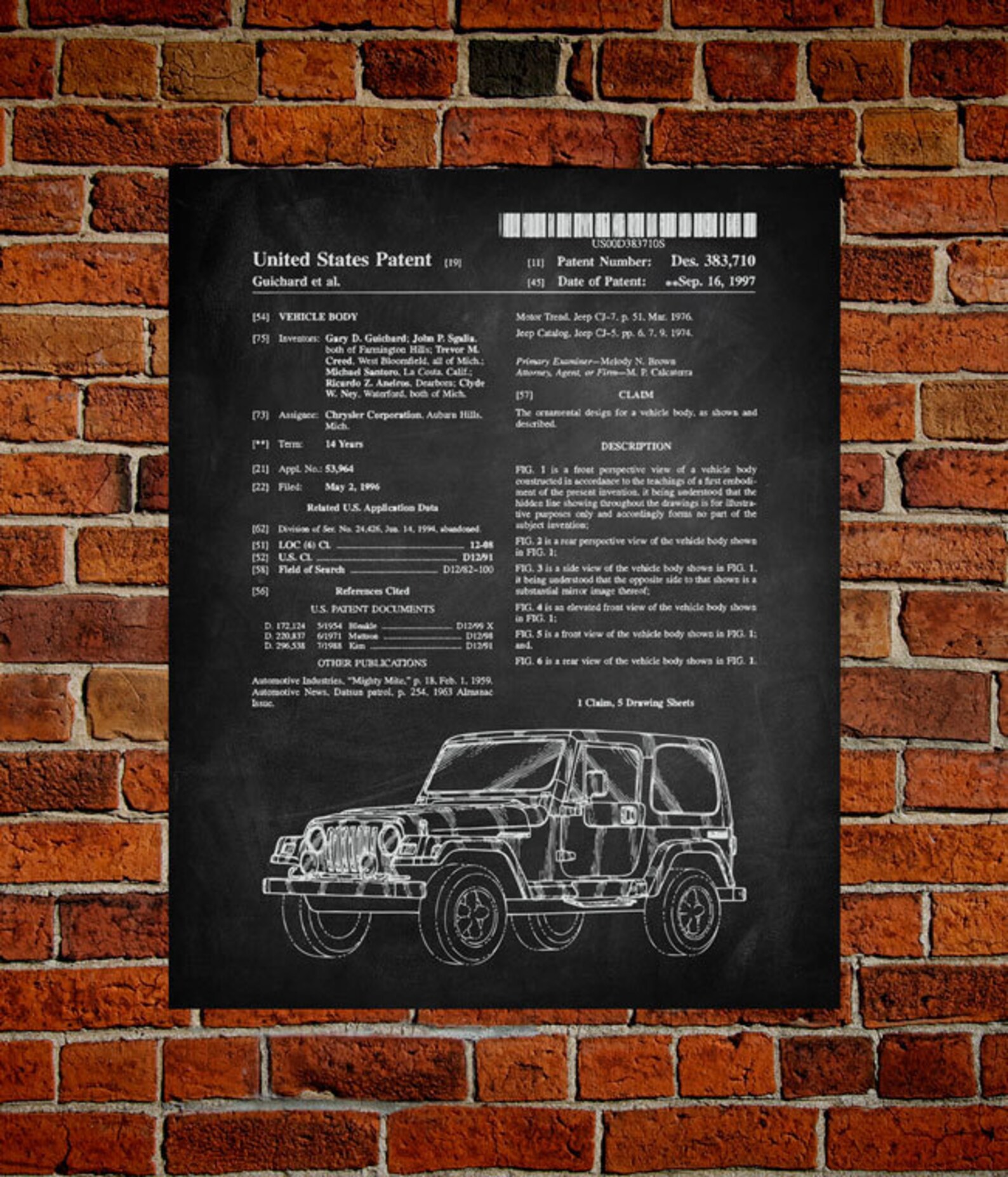 Jeep Canvas Print Jeep Patent Vintage Art Blueprint Etsy