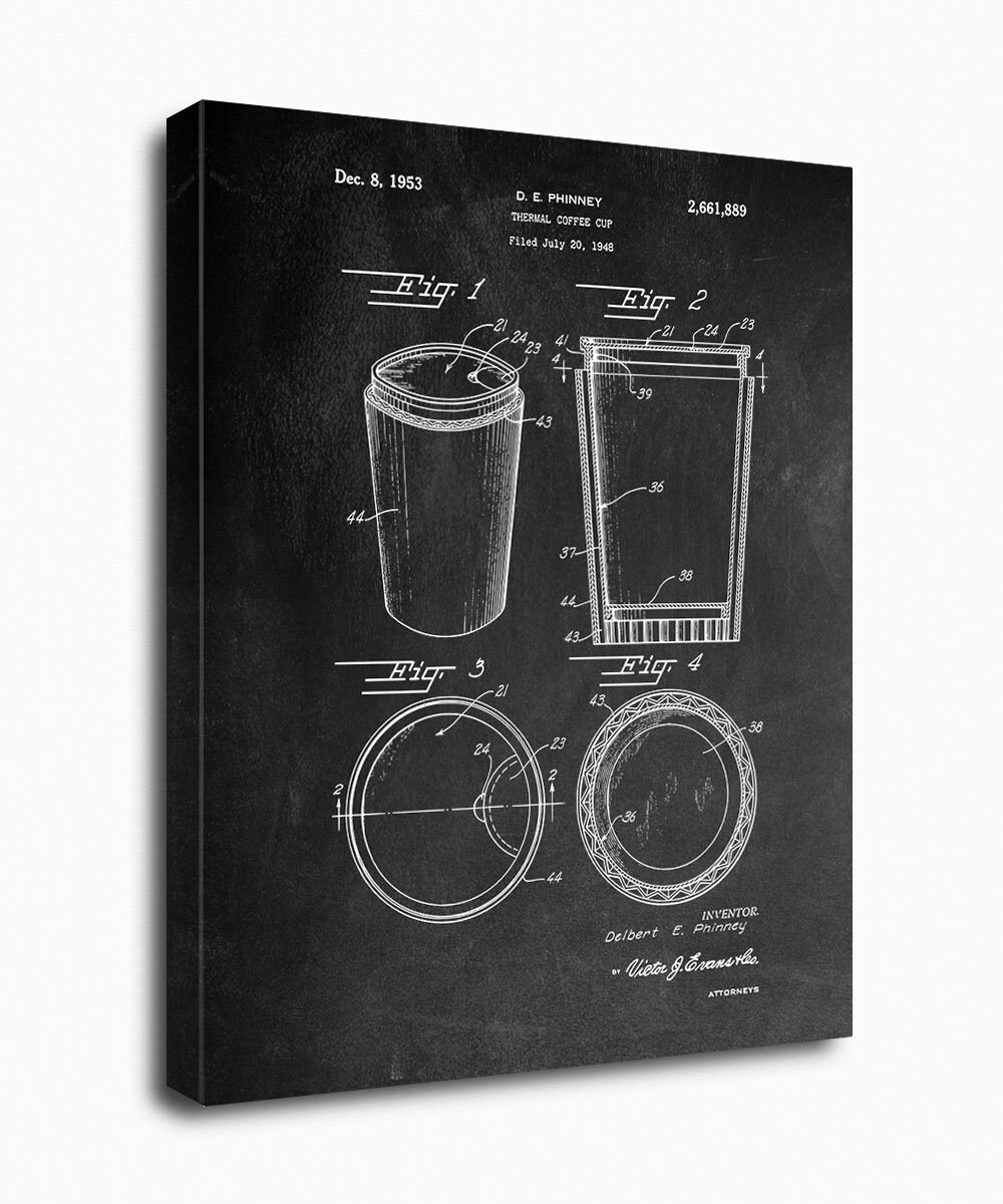 Coffee Cup Canvas Print Coffee Cup Patents Art Blueprint Etsy