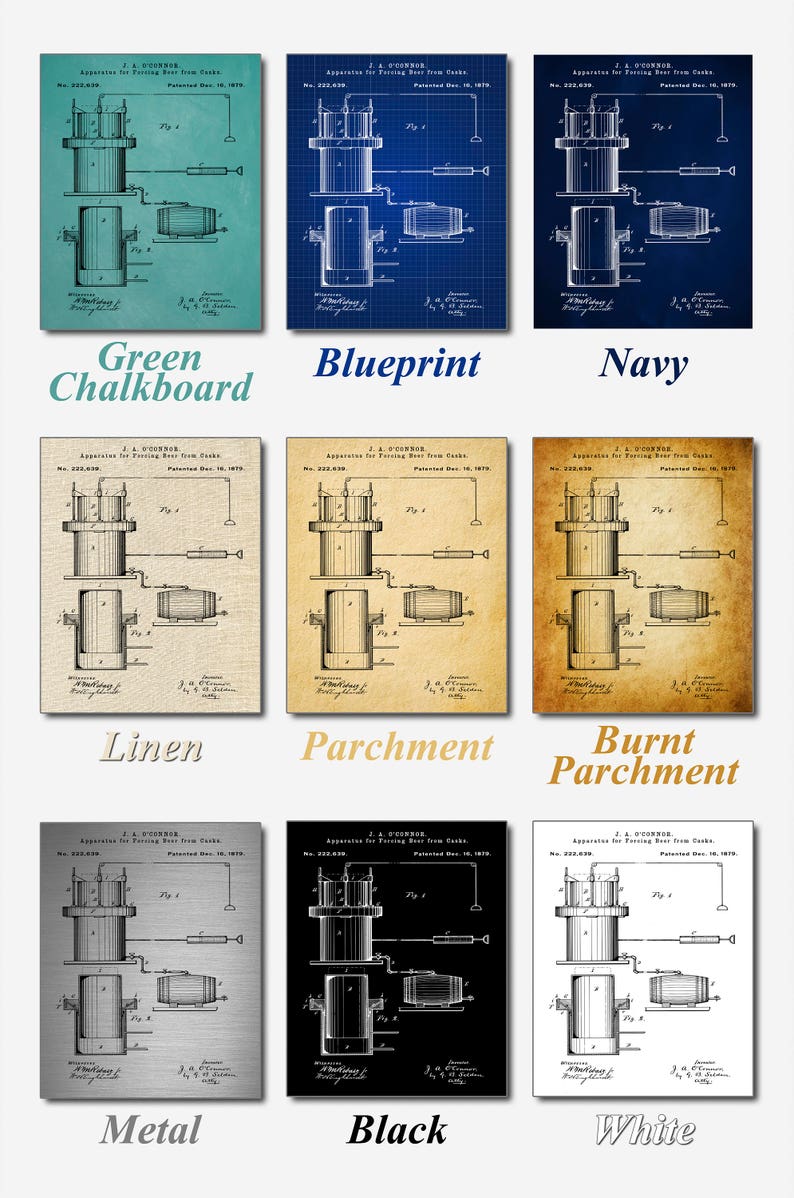 Poster Wall Art Patent Decor Vi97A Apparatus for Beer Vintage Art 1879 Apparatus for Forcing Beer from Casks Art Print Blueprint