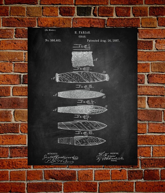 Cigar Art Print Cigar Patent Cigar Vintage Cigar Blueprint Etsy