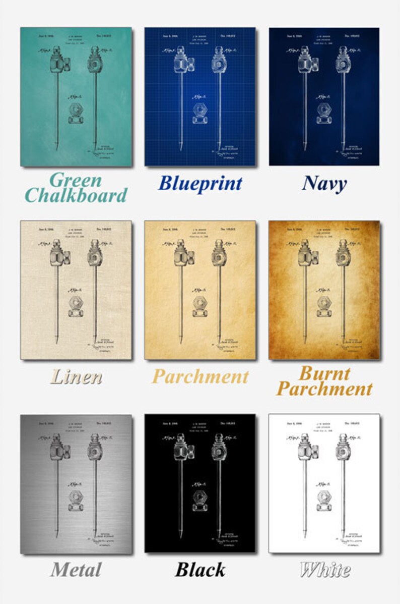 TO80C Vintage Art Lawn Sprinkler Canvas Print Poster PatentPrints Decor Wall Art Claw Hammer Patent Blueprint