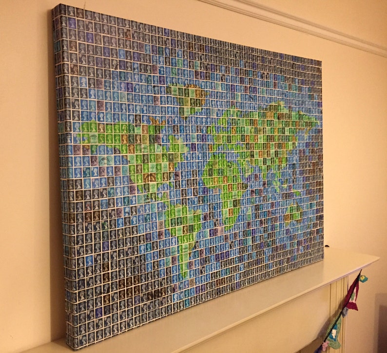 World Map Made From British Postage Stamps machin Stamps of Etsy