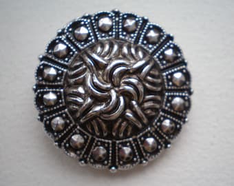 Collectable 1970's silver tone & marcasite circular scarf clip - stamped W.GERMANY - super condition -use as dress clip -ideal present gift.