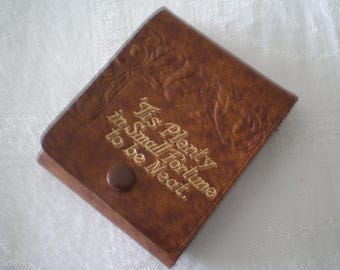 Vintage Collectable 1950s leather sewing mending case/kit with motto -Nutshell threads & Abel Morralls needles -cute sewing related present.