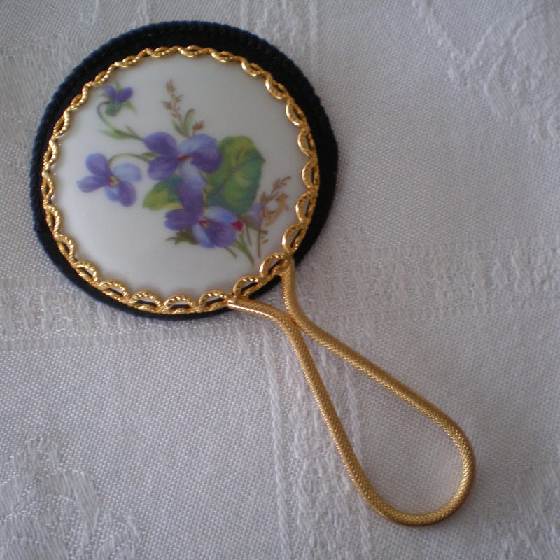 vintage silk brocade lipstick purse with mirror ^^^ emerald green main image 1