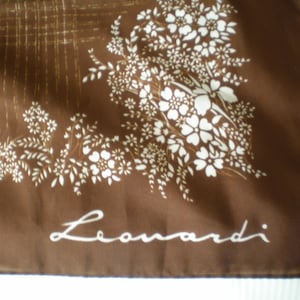 Vintage 1960s Leonardi brown floral ladies square scarf - hand rolled edges -made in Italy - excellent condition -light weight -lovely gift