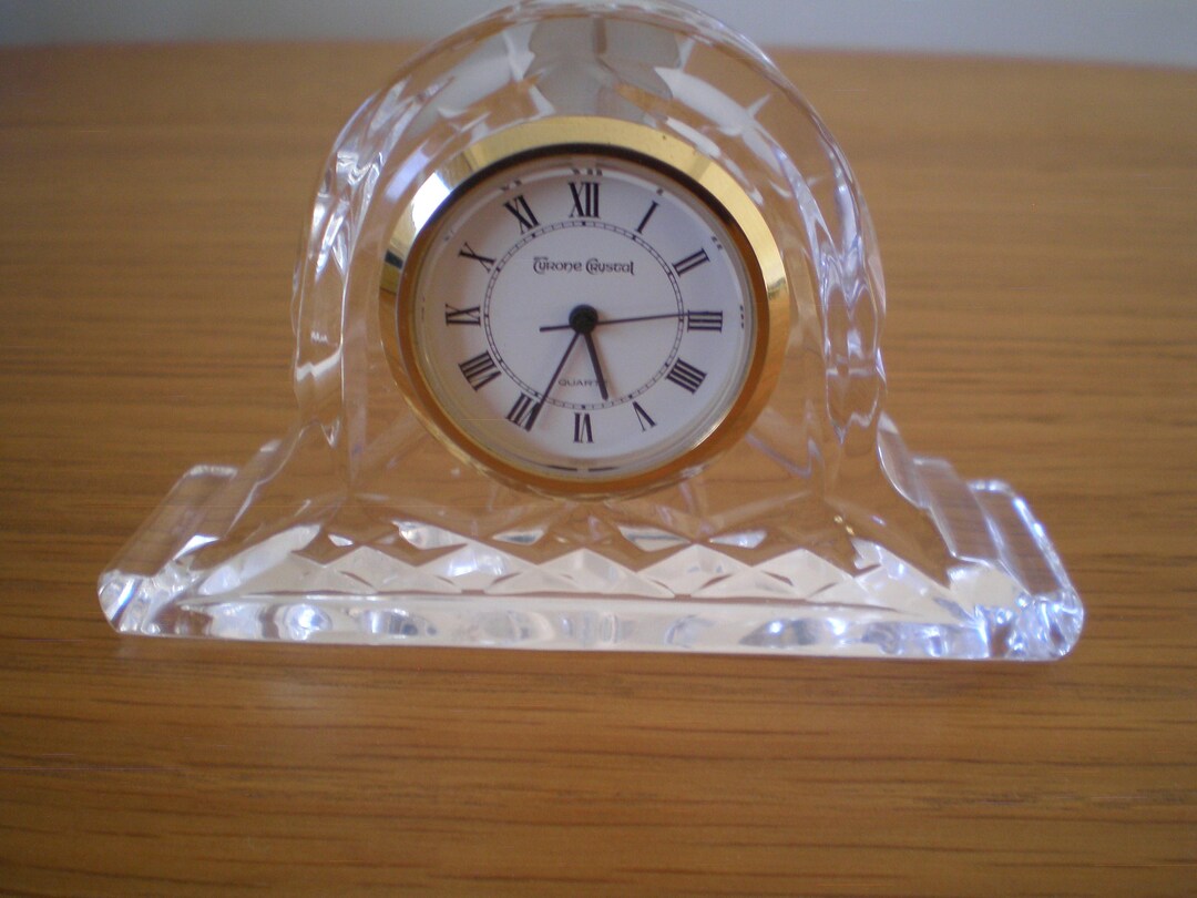 Vintage 2000s Tyrone Crystal Glass Small Mantle Clock - Made in Ireland ...