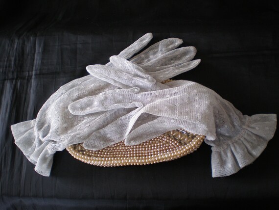 Vintage 1980's lace net silver grey ladies wrist g