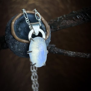 Dainty Rainbow Moonstone Sterling Silver Necklace | Silversmith Necklace | Gemstone Necklace
