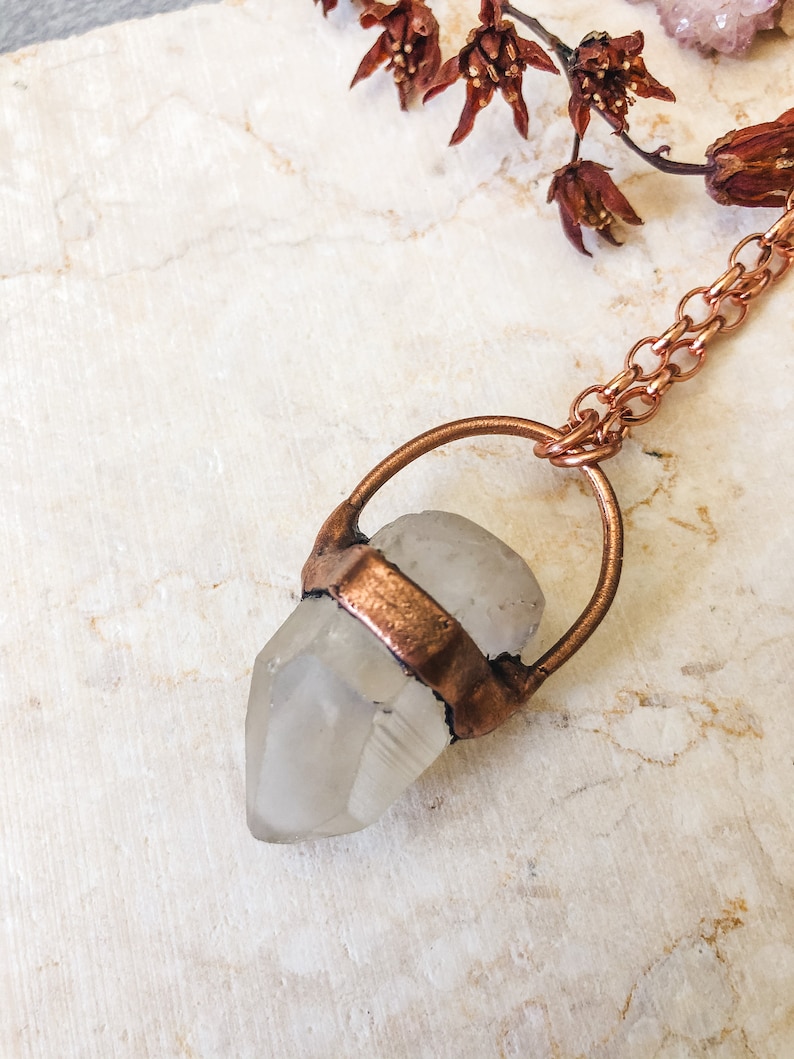 Chunky Quartz Point Copper Electroformed Necklace