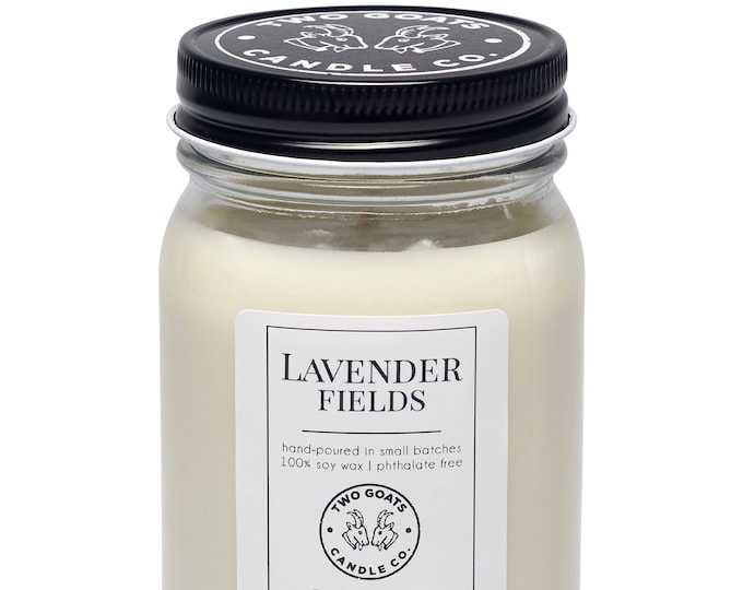 Lavender Soy Wax Candle in 12oz Mason Jar Lavender Fields Relaxation Candle for Anniversary Hand Poured Candle with Lavender Essential Oil