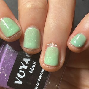 Maui Thermal Temperature Changing Indie Nail Polish, Purple Mint Green Flakie Heat Changing Creme Polish, Spring Designs Nail Lacquer image 6