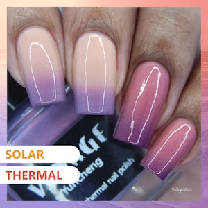 Solarthermal Nail Polish [Yuncheng] Unique Shimmery Purple Orange Pink Red Creme Nail Lacquer, Spring and Halloween Nail Art Nail Varnish
