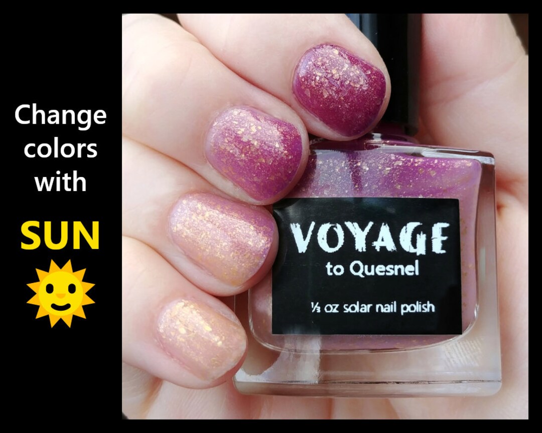 Quesnel Solar UV Reactive Indie Nail Polish, Purple Orchid Gold Flakie