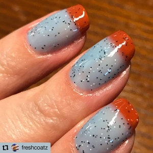 Flagstaff Solarthermal Color Changing Indie Nail Polish, Orange Blue Purple Red Glitter Crelly, Autumn Nail Art Nail Polish image 4