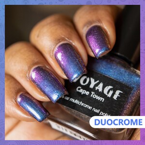 Multichrome Flakie Indie Nail Polish [Cape Town] Blue Purple Pink Sterling Silver Duochrome Nail Color, Winter Manicure Nail Varnish