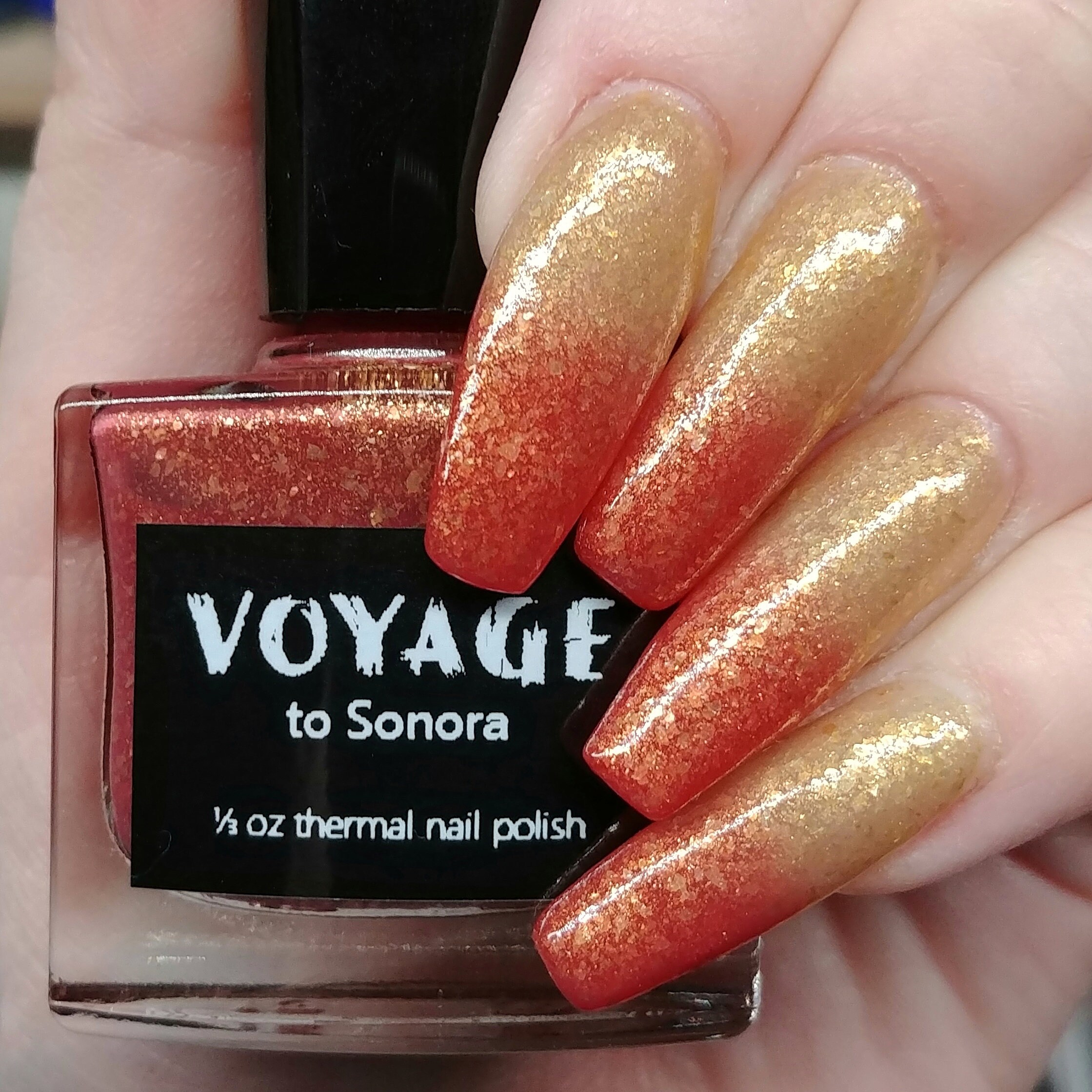 LolliPolish Color Changing Mood Thermal Nail Polish - Red and Orange - 5  Free, Cruelty Free and Vegan (Tequila Sunrise)