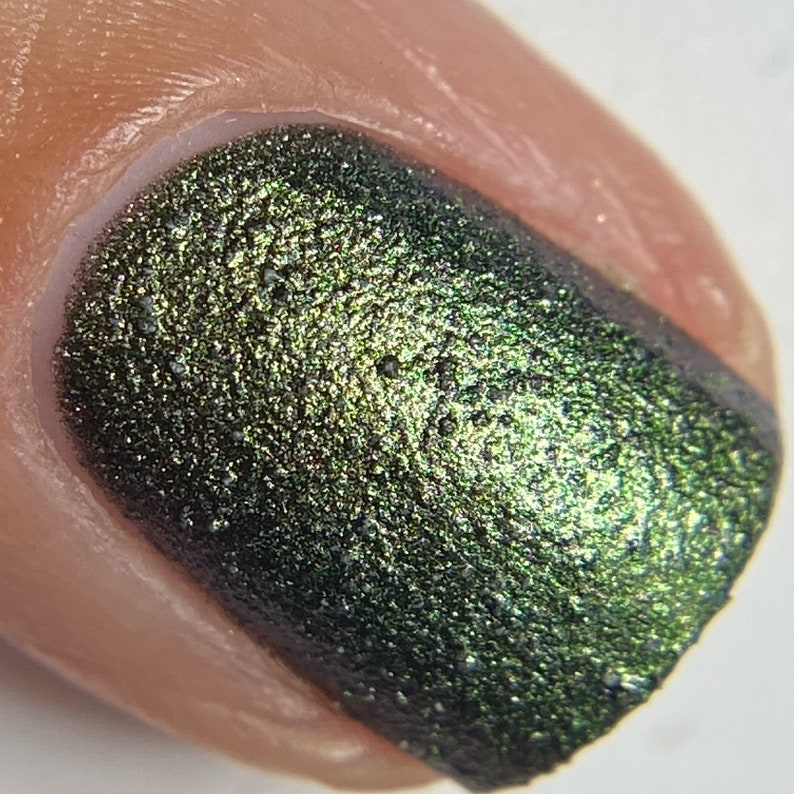 Timbuktu Textured Duochrome Handmade Nail Polish, Sage Green Gold Blue Mali Inspired Unique Color Shifting Fall Manicure Nail Lacquer image 7