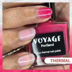 Thermal Indie Nail Polish [Portland] Heat Changing Pink Clear Sparkly Sheer Crelly Polish, Valentine&#39;s Day Color Shifting Art Nail Lacquer
