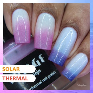 Solarthermal Mood Changing Indie Nail Polish [Torrevieja] Pink Purple Blue White Creme Solar Thermal, Spring Manicure Fingernail Polish