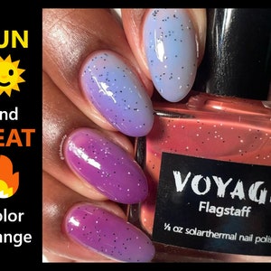 Flagstaff Solarthermal Color Changing Indie Nail Polish, Orange Blue Purple Red Glitter Crelly, Autumn Nail Art Nail Polish image 1