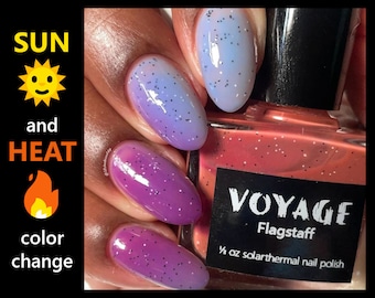 Flagstaff - Solarthermal Color Changing Indie Nail Polish, Orange Blue Purple Red Glitter Crelly, Autumn Nail Art Nail Polish