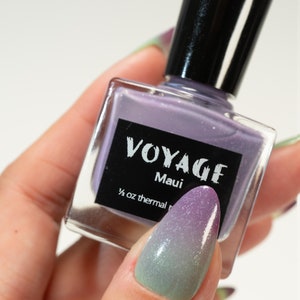 Maui Thermal Temperature Changing Indie Nail Polish, Purple Mint Green Flakie Heat Changing Creme Polish, Spring Designs Nail Lacquer image 2