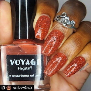 Flagstaff Solarthermal Color Changing Indie Nail Polish, Orange Blue Purple Red Glitter Crelly, Autumn Nail Art Nail Polish image 9