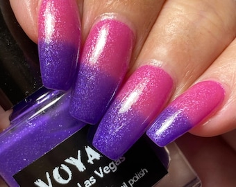 Thermal Neon Nail Polish [Vegas] changes colors from purple to neon pink