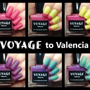 Valencia Textured Color Changing Indie Nail Polish, Pink Yellow Green Purple Glitter Solarthermal, Las Fallas Spring Festival Nail Lacquer image 6