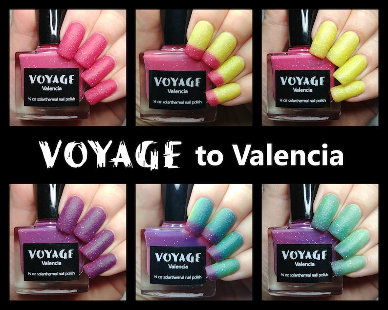 Valencia Textured Color Changing Indie Nail Polish, Pink Yellow Green Purple Glitter Solarthermal, Las Fallas Spring Festival Nail Lacquer image 6