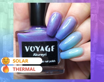 Solarthermal Indie Nail Polish [Akureyri] Teal Blue Purple Turquoise Chameleon, Iceland Ice Cave Inspired Sun Changing Fingernail Lacquer