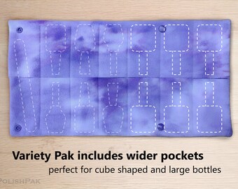 VARIETY 10-pocket PolishPak Portable Travel Case for Nail Varnish, Cushioned Bag for Manicure Bottles, Essential Oil & Nail Polish Organizer